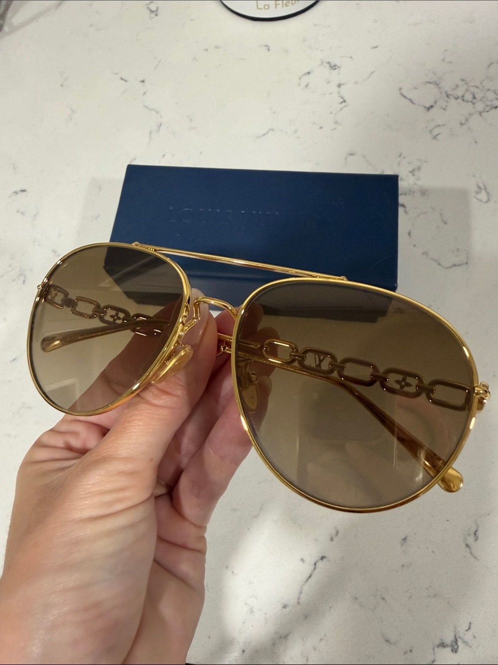 Louis Vuitton Gold Aviator Sunglasses - Picture 4 of 4
